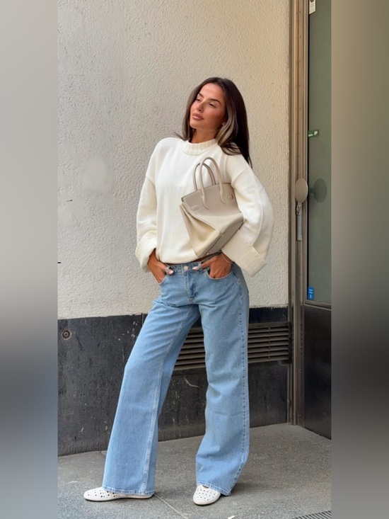 Na-Kd Denim - Na’kd Wide Leg Light Blue Jeans - Classic Flare Women's Jeans size 26